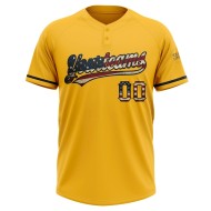 Custom Gold Vintage USA Flag-Black Two-Button Unisex Softball Jersey Custom Gold Vintage USA Flag-Black Two-Button Unisex Softball Jersey