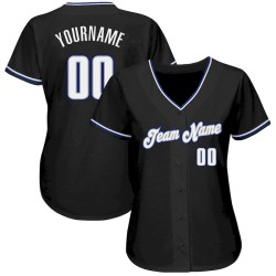 Custom Black White-Royal Authentic Baseball Jersey Custom Black White-Royal Authentic Baseball Jersey