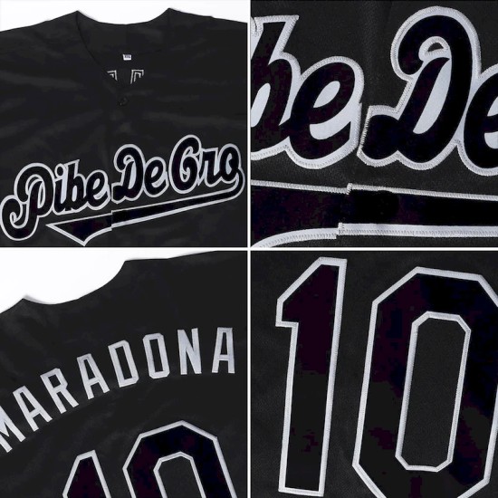 Custom Black White-Royal Authentic Baseball Jersey