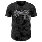 Custom Black Gray 3D Pattern Design Curve Lines Authentic Baseball Jersey Custom Black Gray 3D Pattern Design Curve Lines Authentic Baseball Jersey