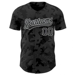 Custom Black Gray 3D Pattern Design Curve Lines Authentic Baseball Jersey Custom Black Gray 3D Pattern Design Curve Lines Authentic Baseball Jersey