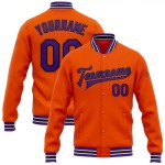 Custom Orange Purple-Black Bomber Full-Snap Varsity Letterman Jacket Custom Orange Purple-Black Bomber Full-Snap Varsity Letterman Jacket