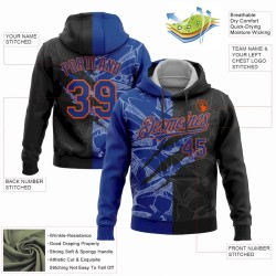 Custom Stitched Graffiti Pattern Black Royal-Orange 3D Scratch Sports Pullover Sweatshirt Hoodie Custom Stitched Graffiti Pattern Black Royal-Orange 3D Scratch Sports Pullover Sweatshirt Hoodie