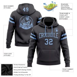 Custom Stitched Steel Gray Light Blue-Black Football Pullover Sweatshirt Hoodie Custom Stitched Steel Gray Light Blue-Black Football Pullover Sweatshirt Hoodie