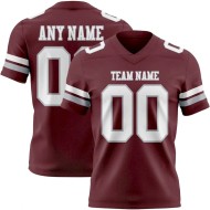Custom Burgundy White-Gray Mesh Authentic Football Jersey