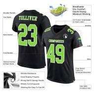 Custom Black Neon Green-White Mesh Authentic Football Jersey Custom Black Neon Green-White Mesh Authentic Football Jersey