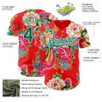 Custom Red Kelly Green-White 3D Pattern Design Northeast China Big Flower Authentic Baseball Jersey Custom Red Kelly Green-White 3D Pattern Design Northeast China Big Flower Authentic Baseball Jersey