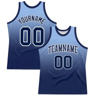 Custom Light Blue Navy-White Fade Fashion Round Neck Sublimation Basketball Suit Jersey