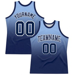 Custom Light Blue Navy-White Fade Fashion Round Neck Sublimation Basketball Suit Jersey