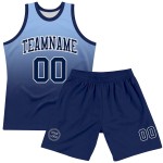 Custom Light Blue Navy-White Fade Fashion Round Neck Sublimation Basketball Suit Jersey Custom Light Blue Navy-White Fade Fashion Round Neck Sublimation Basketball Suit Jersey