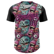 Custom Black Deep Pink 3D Pattern Design Rave Monster Authentic Baseball Jersey Custom Black Deep Pink 3D Pattern Design Rave Monster Authentic Baseball Jersey