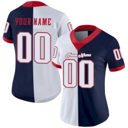 Custom Navy White-Scarlet Mesh Split Fashion Football Jersey Custom Navy White-Scarlet Mesh Split Fashion Football Jersey