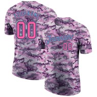 Custom Camo Pink-Light Blue Performance Salute To Service T-Shirt