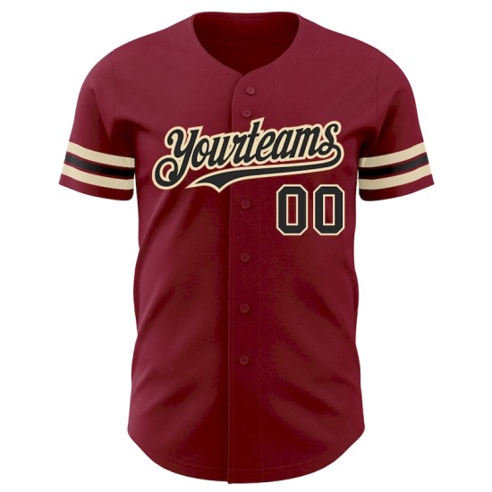 Custom Crimson Black-City Cream Authentic Baseball Jersey Custom Crimson Black-City Cream Authentic Baseball Jersey