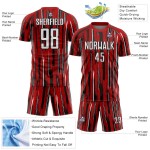 Custom Red White-Black Pinstripe Sublimation Soccer Uniform Jersey Custom Red White-Black Pinstripe Sublimation Soccer Uniform Jersey