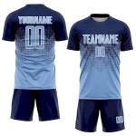 Custom Navy Light Blue-White Sublimation Soccer Uniform Jersey Custom Navy Light Blue-White Sublimation Soccer Uniform Jersey