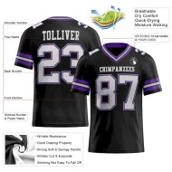 Custom Black White Purple-Gray Mesh Authentic Football Jersey Custom Black White Purple-Gray Mesh Authentic Football Jersey