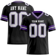 Custom Black White Purple-Gray Mesh Authentic Football Jersey