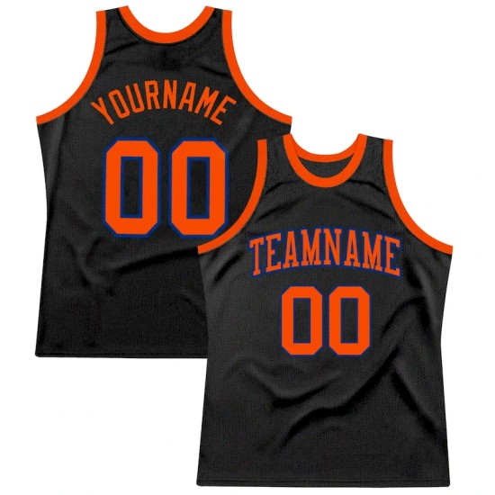 Custom Black Orange-Royal Authentic Throwback Basketball Jersey Custom Black Orange-Royal Authentic Throwback Basketball Jersey