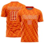 Custom Orange Bay Orange-White Line Sublimation Soccer Uniform Jersey Custom Orange Bay Orange-White Line Sublimation Soccer Uniform Jersey