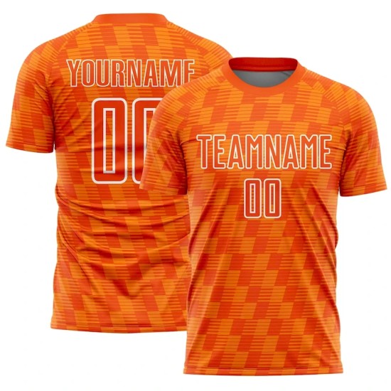 Custom Orange Bay Orange-White Line Sublimation Soccer Uniform Jersey Custom Orange Bay Orange-White Line Sublimation Soccer Uniform Jersey