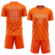Custom Orange Bay Orange-White Line Sublimation Soccer Uniform Jersey Custom Orange Bay Orange-White Line Sublimation Soccer Uniform Jersey