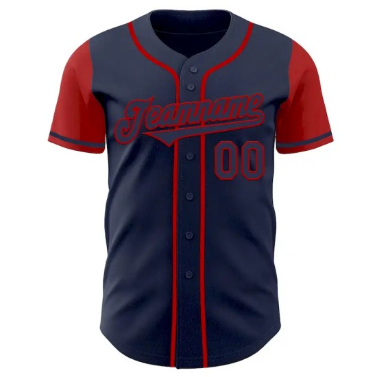 Custom Navy Red Authentic Two Tone Baseball Jersey Custom Navy Red Authentic Two Tone Baseball Jersey
