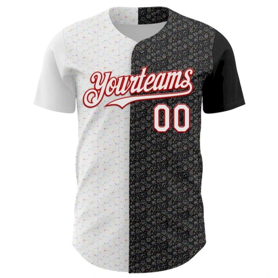 Custom Black White-Red 3D Pattern Design Constellation Space Galaxy Star Authentic Baseball Jersey Custom Black White-Red 3D Pattern Design Constellation Space Galaxy Star Authentic Baseball Jersey