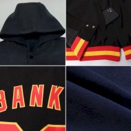 Custom Navy Red-White Bomber Full-Snap Varsity Letterman Hoodie Jacket Custom Navy Red-White Bomber Full-Snap Varsity Letterman Hoodie Jacket