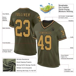 Custom Olive Old Gold-Black Mesh Authentic Throwback Salute To Service Football Jersey Custom Olive Old Gold-Black Mesh Authentic Throwback Salute To Service Football Jersey