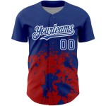 Custom Royal Red-White 3D Pattern Design Abstract Splash Grunge Art Authentic Baseball Jersey Custom Royal Red-White 3D Pattern Design Abstract Splash Grunge Art Authentic Baseball Jersey